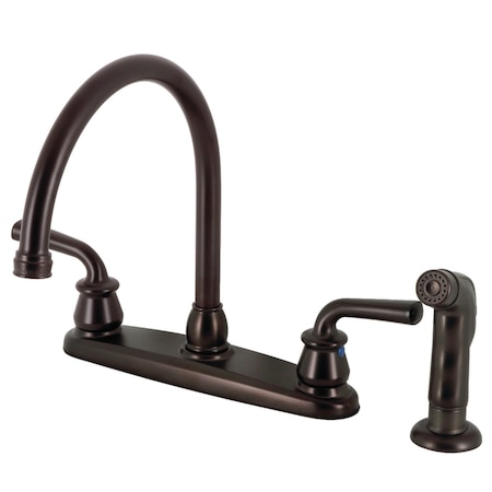 Kingston Brass 8" Centerset Kitchen Faucet with Side Sprayer, Oil Rubbed Bronze KB725RXLSP